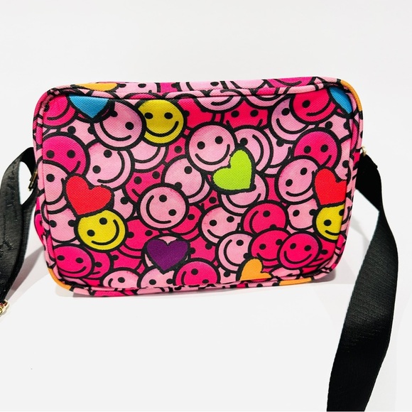 Betsey Johnson Pink Smiley Face Crossbody Lunch Bag Tote - Picture 7 of 10